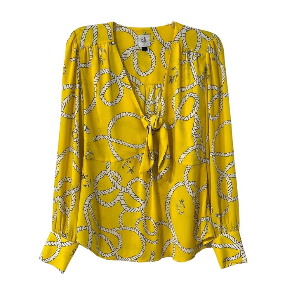 Cabi Reef Knot Blouse Yellow Top S